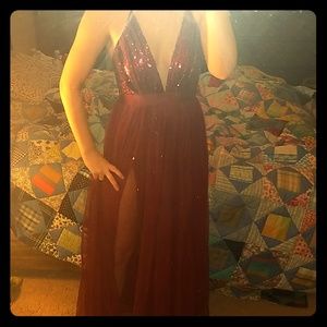 Red Sparkle Evening Gown